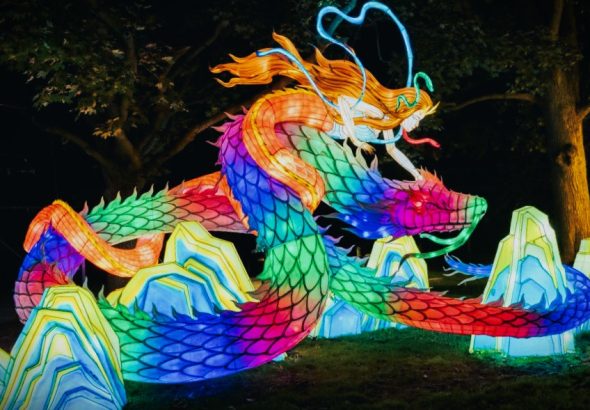 Dragon with a mermaid riding it, paper lantern at the Korea Festival in Orlando.