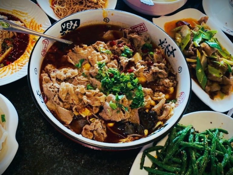 Asian food in a bowl.